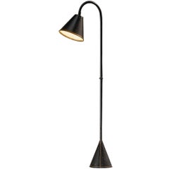 Valentí Spanish Floor Lamp in Black Stitched Saddle Leather