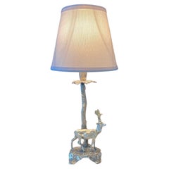Valenti Style Silver Plated Bronze Deer or Stag Sculpture Table Lamp