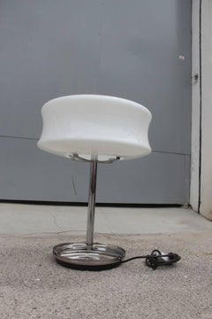 Valenti Table Lamp Murano Art Glass 1970s Steel White Glass  Italian design