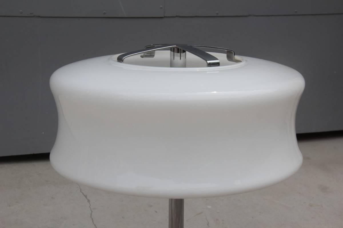 Mid-Century Modern Valenti Table Lamp Murano Art Glass 1970s Steel White Glass  Italian design 