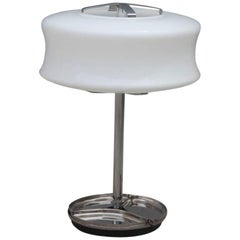 Valenti Table Lamp Murano Art Glass 1970s Steel White Glass  Italian design
