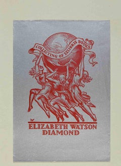 Ex-Libris - Elizabeth Watson Diamond - Woodcut by Valentin Le Campion - 1930s