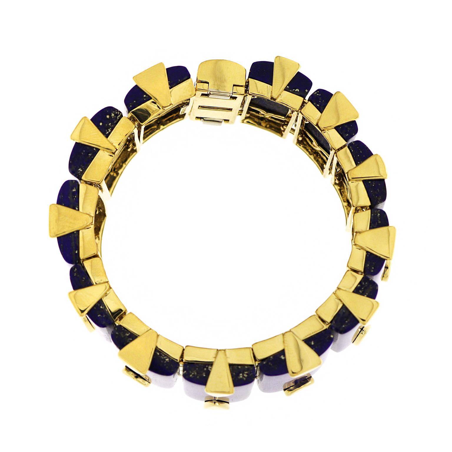 Valentin Magro 12 Tapering Rectangular Lapis Bracelet in 18 Karat Yellow Gold 3