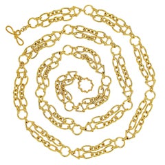 Collar de cadena doble ovalada y redonda de oro amarillo de 18 quilates
