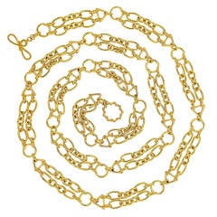 Collier à double chaîne ovale et ronde en or jaune 18 carats