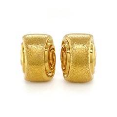 18K Yellow Gold Textured Double Swirl Clip-on Earrings