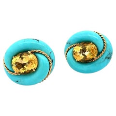 Orecchini a clip Valentin Magro in oro giallo 18 carati con citrino da 15 x 11,9 mm