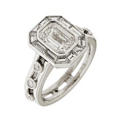 ring diamond baguette halo cut carat emerald magro valentin sapphire larger