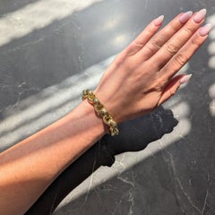 Valentin Magro 1990's 18 Karat Yellow Gold Vintage Hammered Rollo Link Bracelet