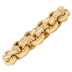 Valentin Magro 1990's 18 Karat Yellow Gold Vintage Hammered Rollo Link Bracelet