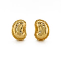 18K Yellow Gold Bean Clip-on Earrings