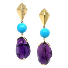 Valentin Magro Amethyst and Turquoise Earrings