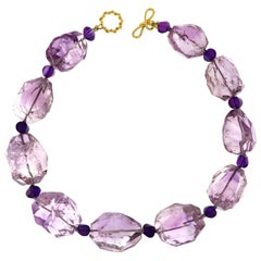 Valentin Magro Amethyst Boulder and Square Amethyst Roundel Necklace