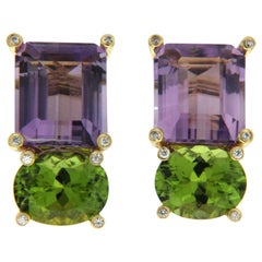 Valentin Magro Amethyst Peridot Emerald Cut Earrings