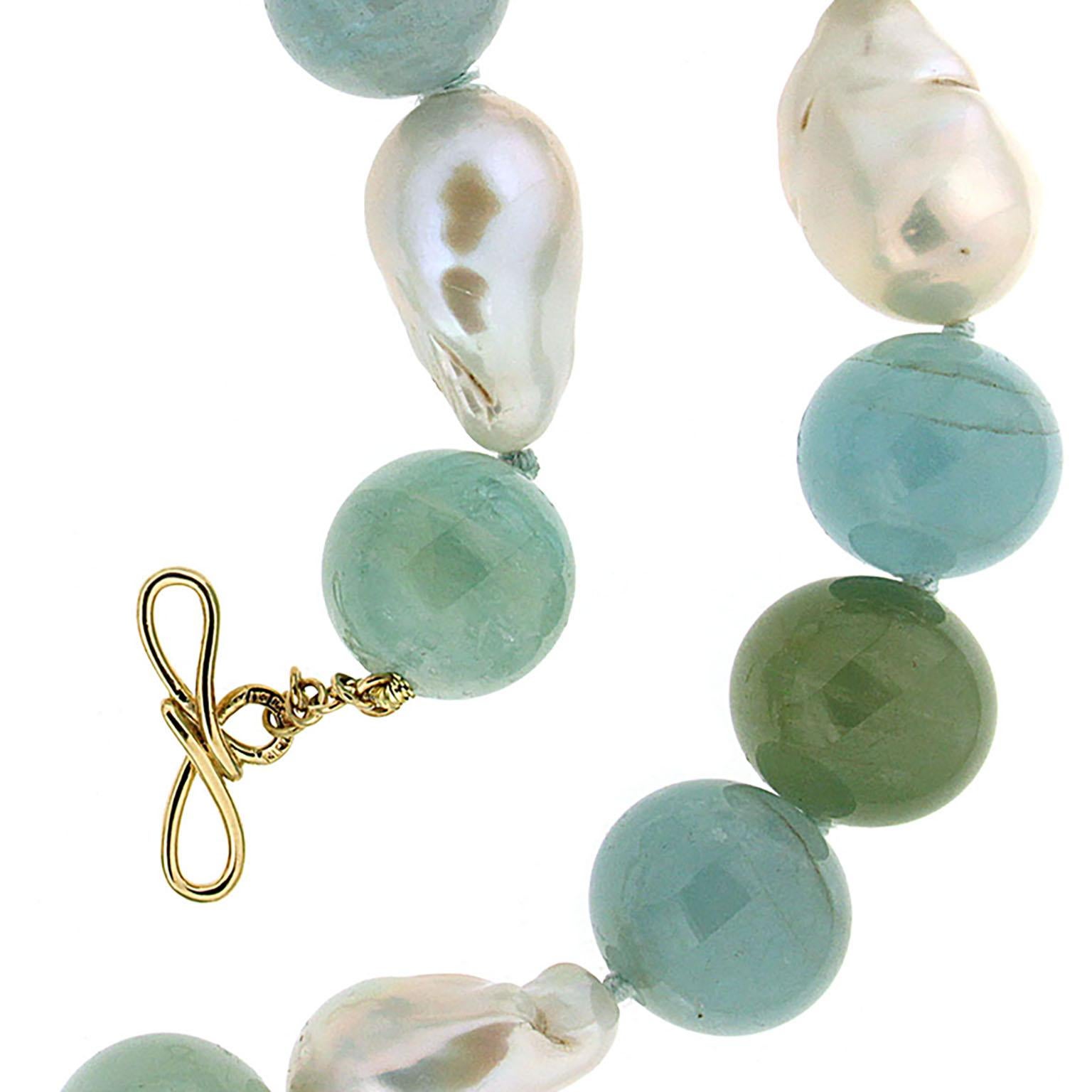 Women's Valentin Magro Aquamarine Ball and Freshwater Pearls Necklace