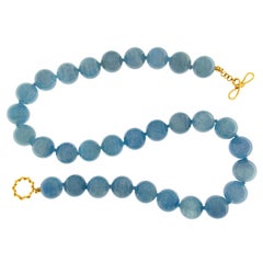 Aquamarine Balls 18K Yellow Gold Necklace
