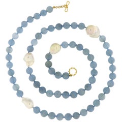 Valentin Magro Aquamarine Bead Necklace with Fresh Water Pearls