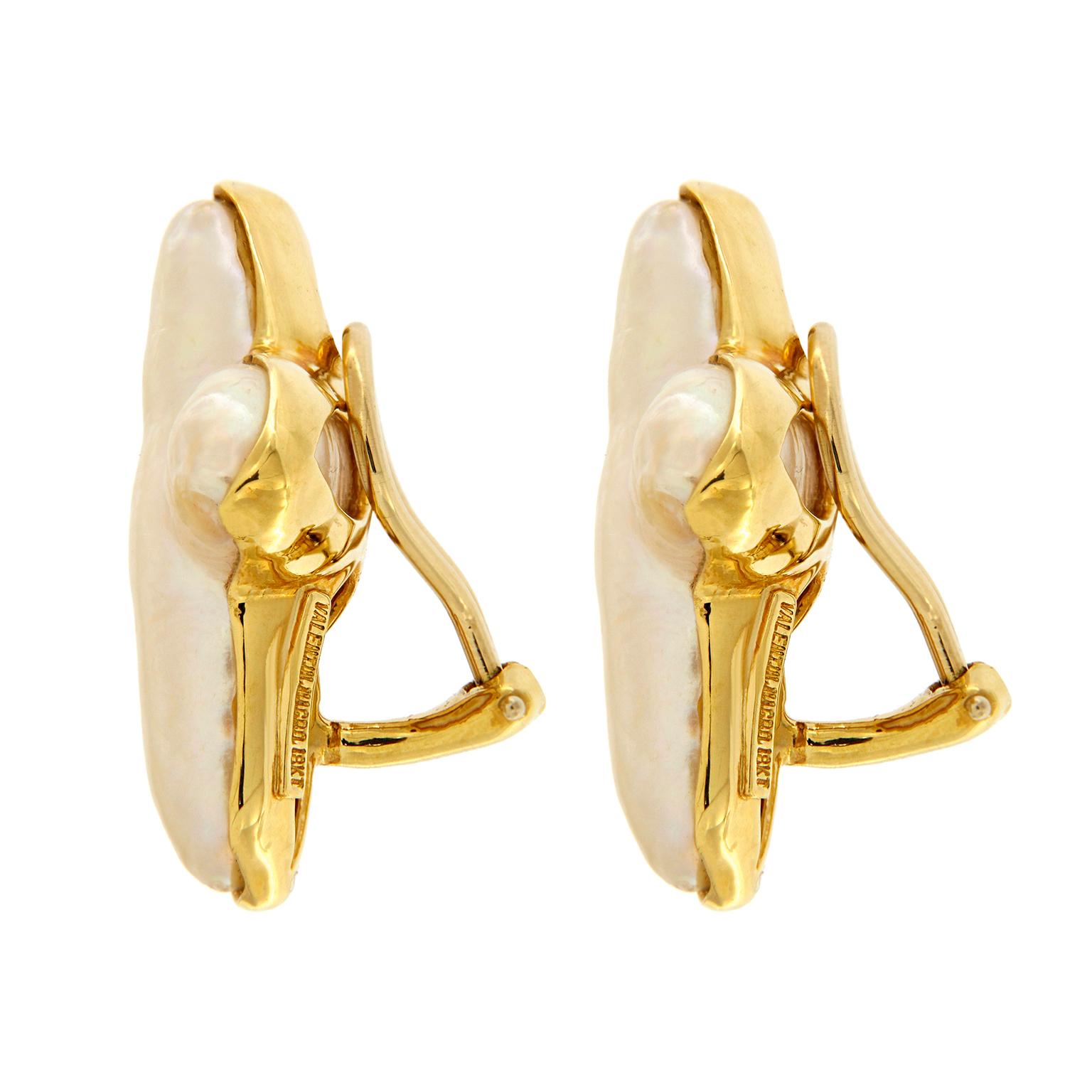 Valentin Magro Baroque Cultured South Sea Pearl Gold Cross Earrings In New Condition In New York, NY