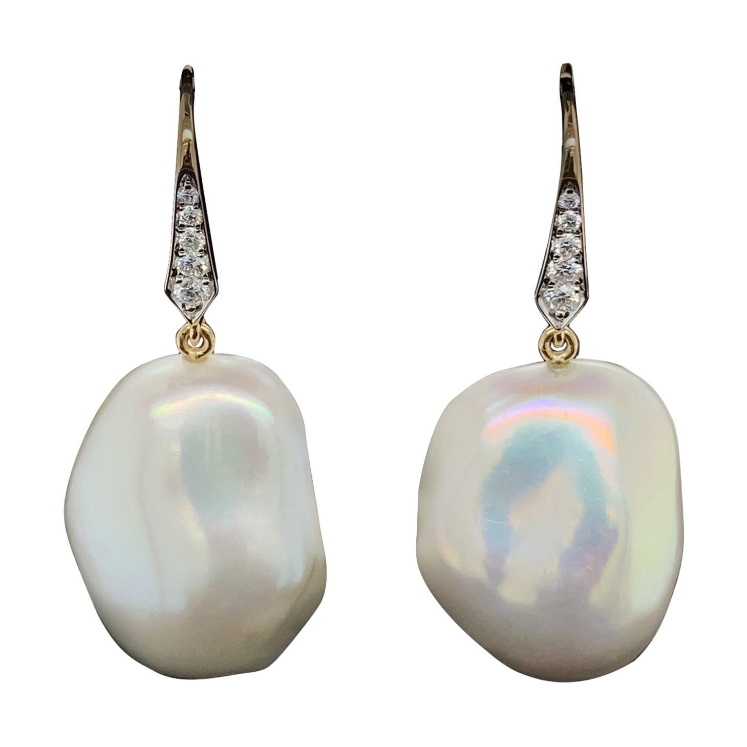 Exquisite Baroque Pearl Diamond Spin Twirl Earrings For Sale at 1stDibs