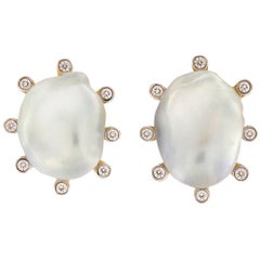 Valentin Magro Baroque Pearl Earrings with Diamonds