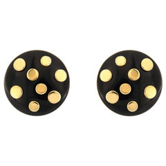 Valentin Magro Black Jade Yellow Gold Polka Dot Earrings