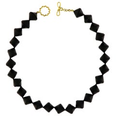 Valentin Magro Black Jet Cones Gold Necklace