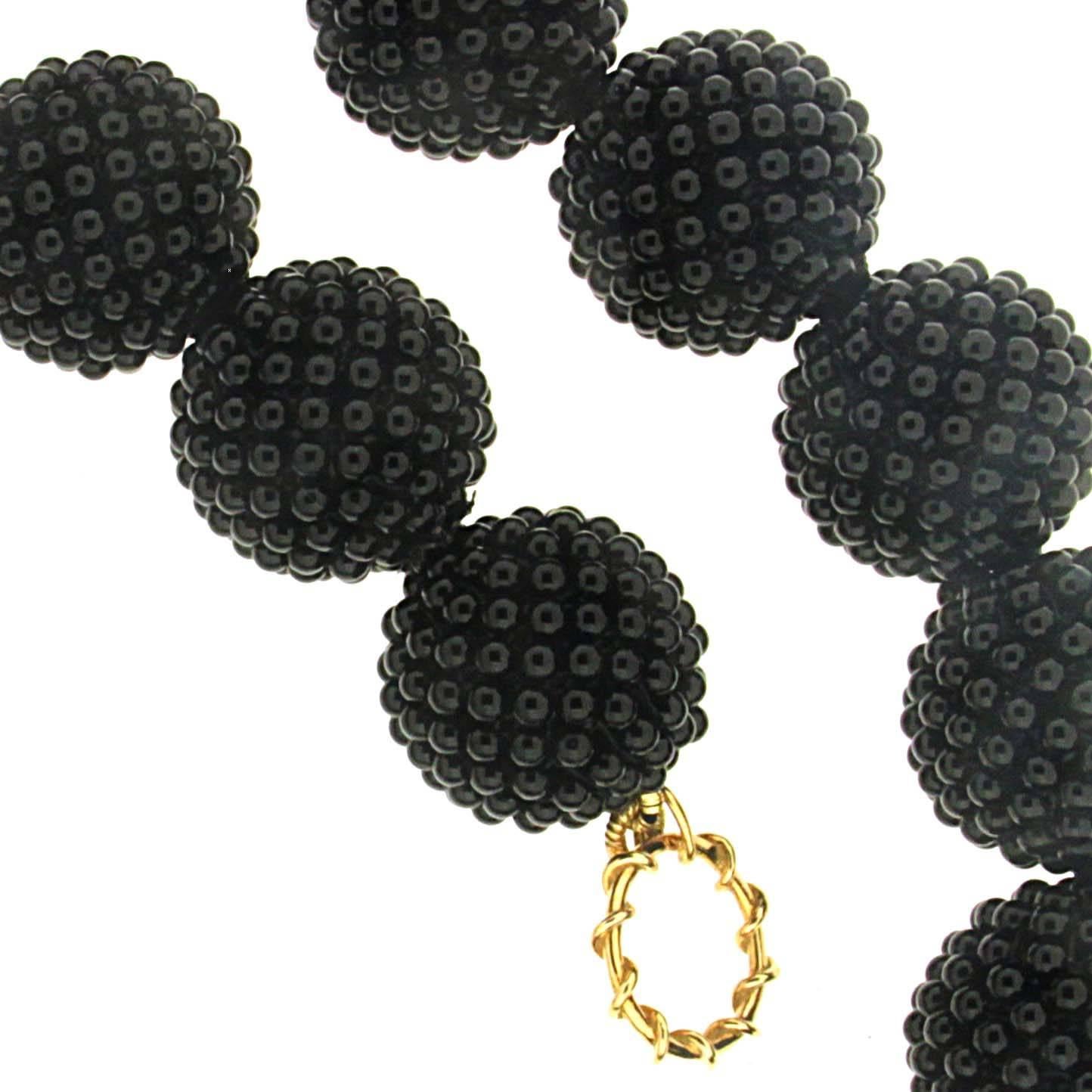 Round Cut Valentin Magro Black Onyx Woven Ball Necklace