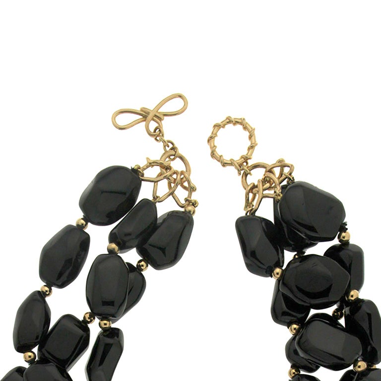 Mixed Cut Valentin Magro Black Spinel and Gold Bead Necklace For Sale