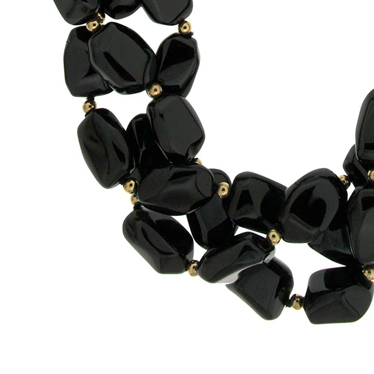 Valentin Magro Black Spinel and Gold Bead Necklace In New Condition For Sale In New York, NY
