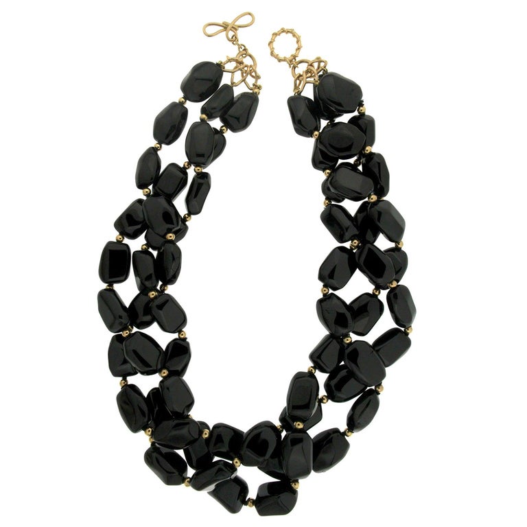 Valentin Magro Black Spinel and Gold Bead Necklace For Sale