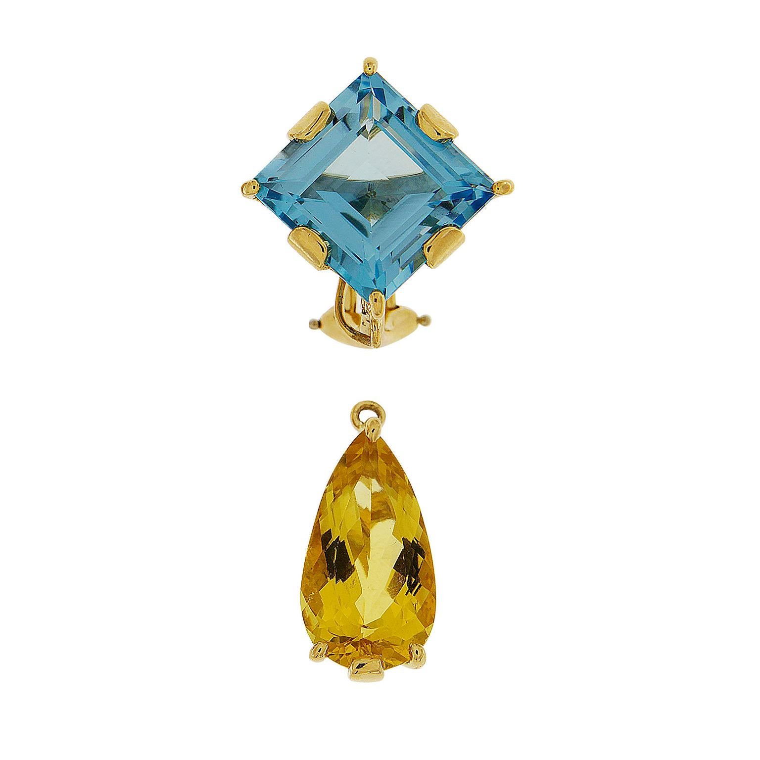 Valentin Magro Blue Topaz Citrine Yellow Gold Earrings In New Condition In New York, NY