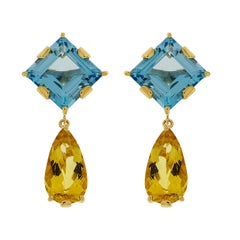 Valentin Magro Blue Topaz Citrine Yellow Gold Earrings