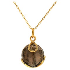 Valentin Magro Carina Faceted Smokey Topaz Yellow Gold Pendant Necklace