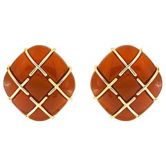 Valentin Magro Carnelian Cabochon Tic Tac Toe Earrings