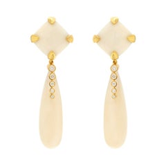Valentin Magro Carved White Coral with Diamond Earrings