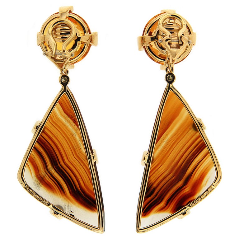 Mixed Cut Valentin Magro Checkerboard Citrine Montana Agate Drop Earrings For Sale