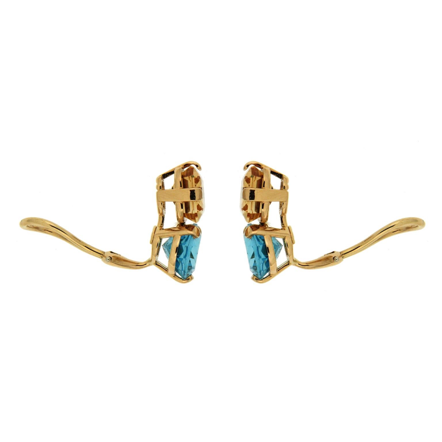 Valentin Magro Citrine and Blue Topaz Gold Clip Earrings In New Condition In New York, NY