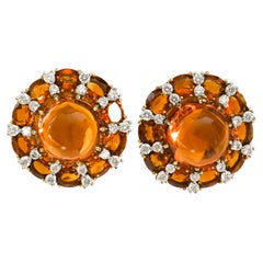 Retro Valentin Magro Citrine and Diamond Earrings