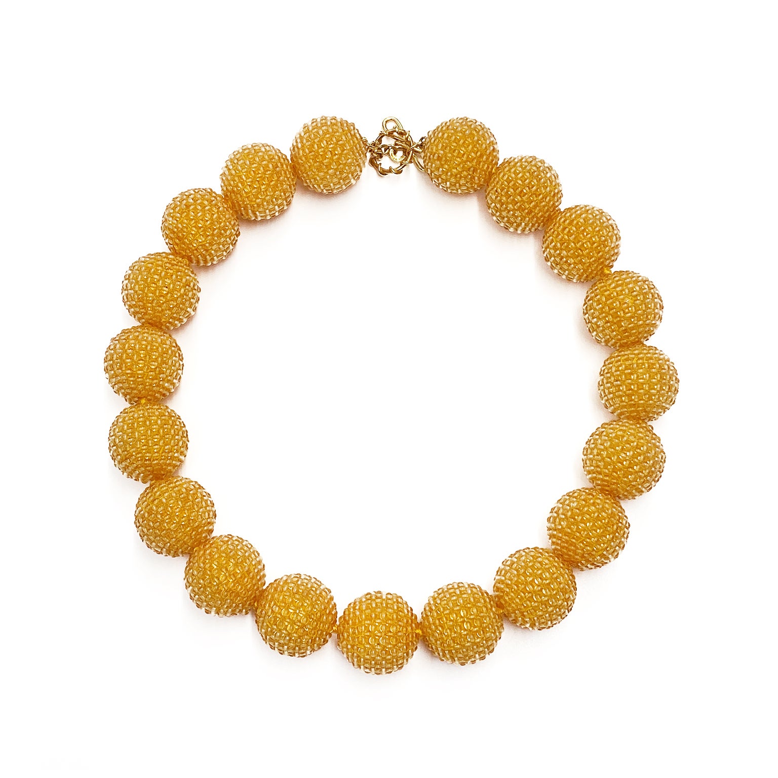 Citrine Woven Bead 18K Yellow Gold Necklace