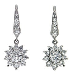 Valentin Magro Cluster Diamond Platinum Drop Earrings