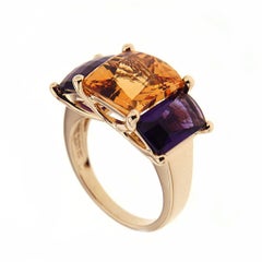 Valentin Magro Colori Citrine and Amethyst Three-Stone Ring