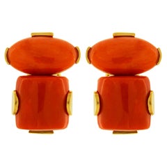 Valentin Magro Coral 18 Karat Yellow Gold Earrings