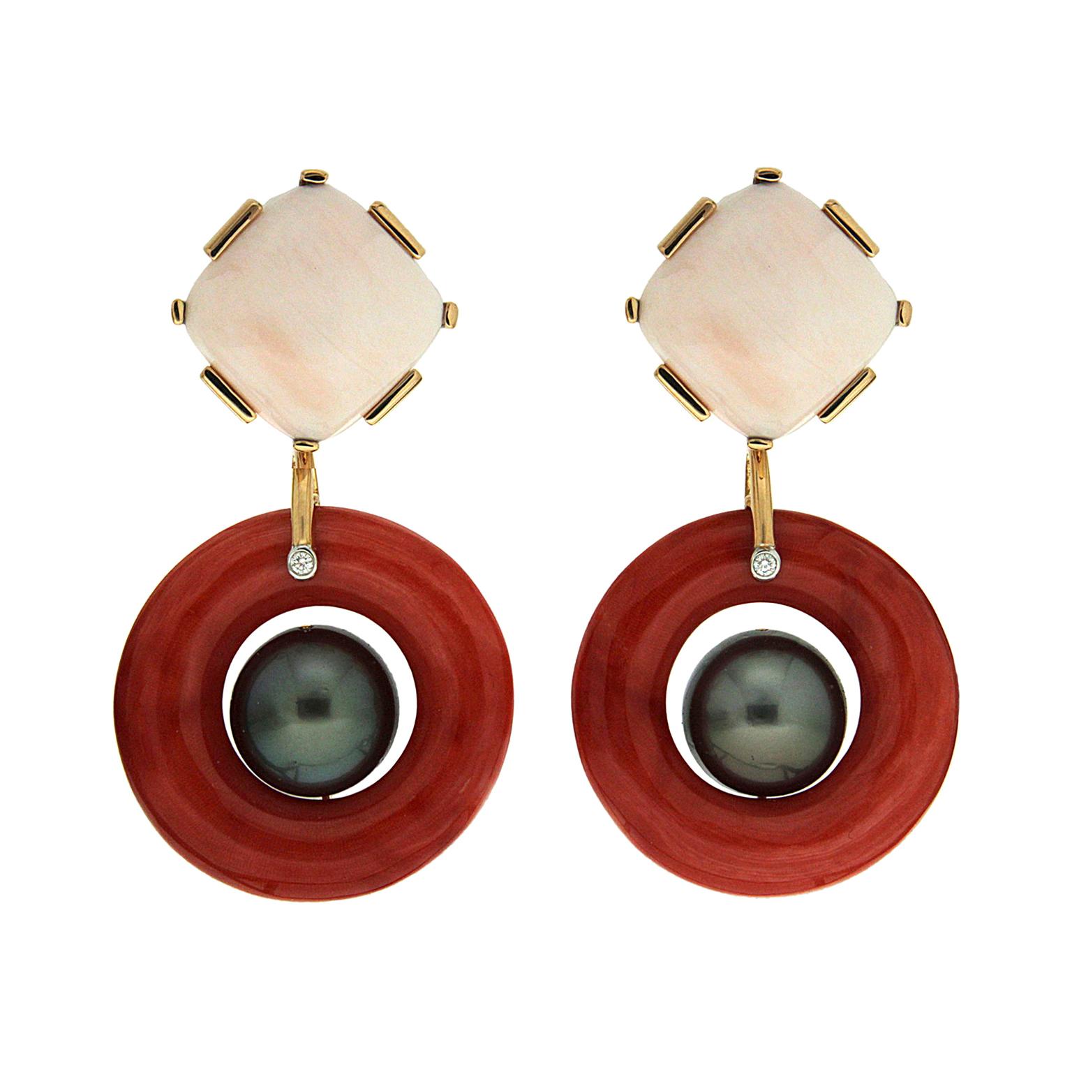 Valentin Magro Coral and Tahitian Pearl Earrings