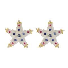 Valentin Magro Crystal Starfish Earrings with Colored Stones