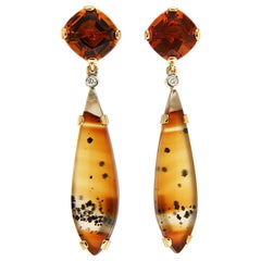 Valentin Magro Cushion Citrine and Montana Agate Removable Earrings