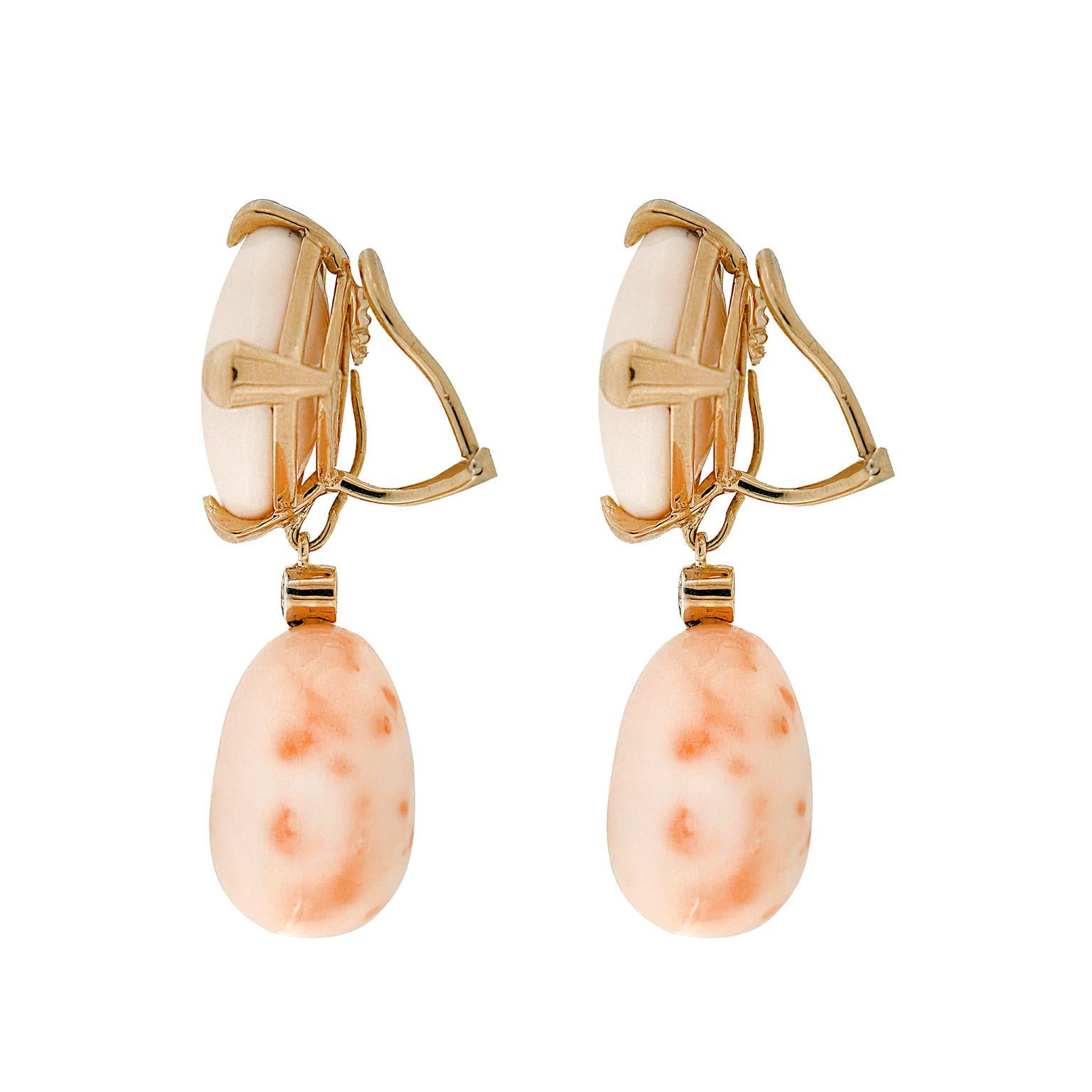 Cushion Cut Valentin Magro Cushion Drop Coral Earrings