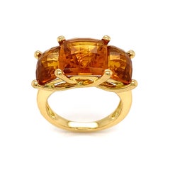 Madeira Citrin Drei Stein 18K Gelbgold Ring aus Gelbgold