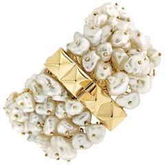 Valentin Magro Dangling White Keshi Pearl Bracelet