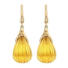 Valentin Magro Diamond Citrine Fluted Drop Earrings