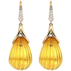 Valentin Magro Diamond Citrine Fluted Drop Earrings